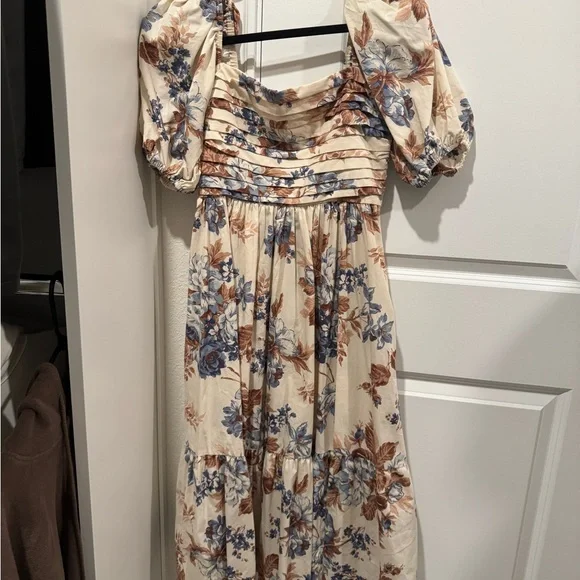 Abercrombie & Fitch Emerson Poplin Puff Sleeve Midi Dress - Picture 1 of 1